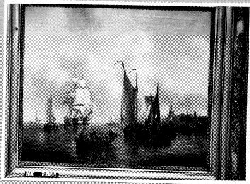 Sailboats at a Port City, 1847, Georg Willem Opdenhoff
