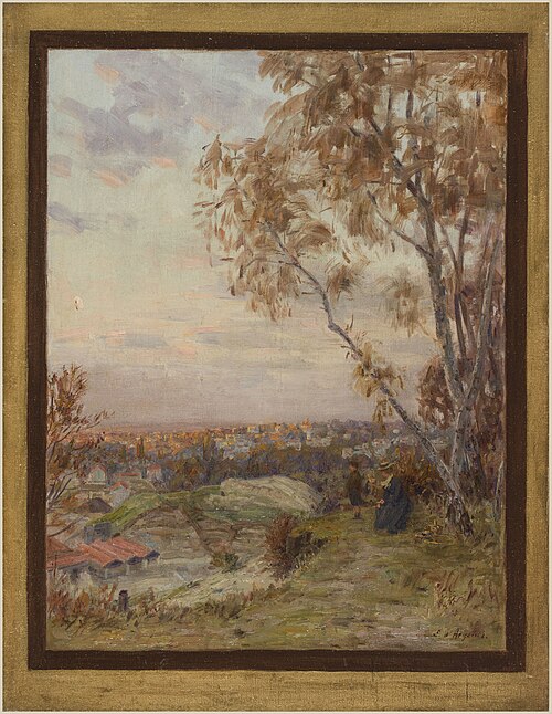 Esquisse pour la salle des mariages de la mairie de Villemomble : Paysage : les hauteurs de Villemom, 1902, Eugène d'Argence