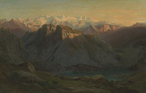 View from the Pilatus towards the Glaciers of the Bernese Oberland, 1868, Jakob Joseph Zelger