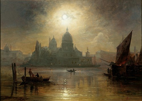 Venice, A Moonlit Night over the Santa Maria Salute, 1904, August Seidel