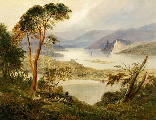 Landscape with Lake; Oberwesel with Schonburg Castle, on the Rhine, , Joseph Murray Ince