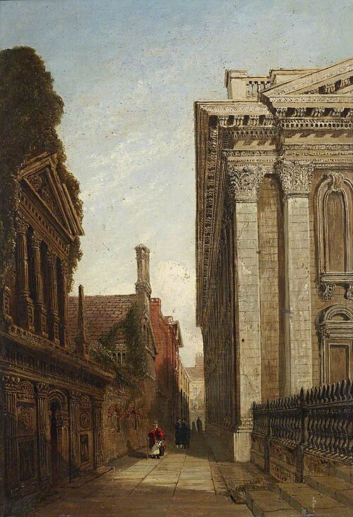 The Senate Passage, Cambridge, with the Senate House and Caius College, 1845, Joseph Murray Ince