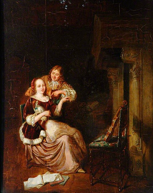 An Interior View with a Man and Woman, 1670, Pieter Cornelisz van Slingelan