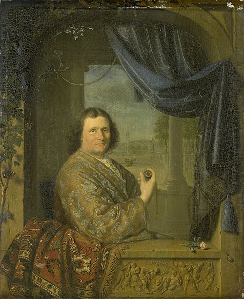 Portrait d'un homme avec une montre, 1688, Pieter Cornelisz van Slingelan