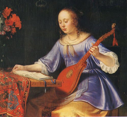 Woman with Cittern, 1677, Pieter Cornelisz van Slingelan