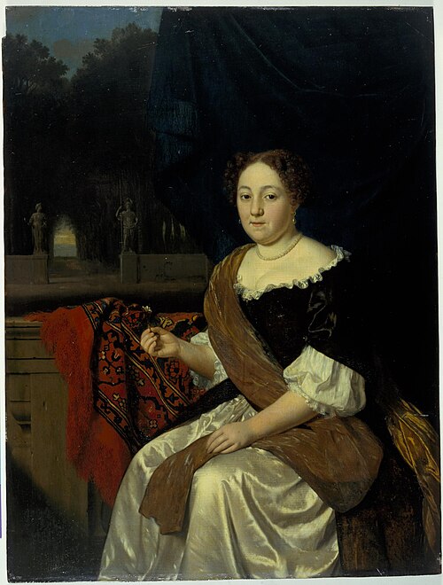 Portret van Sara van Peene(n) (?-1695), echtgenote van Jacob Adriaan Cunaeus, 1687, Pieter Cornelisz van Slingelan
