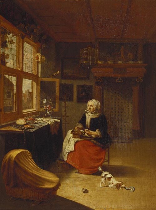 The Lace Maker, 1670, Pieter Cornelisz van Slingelan