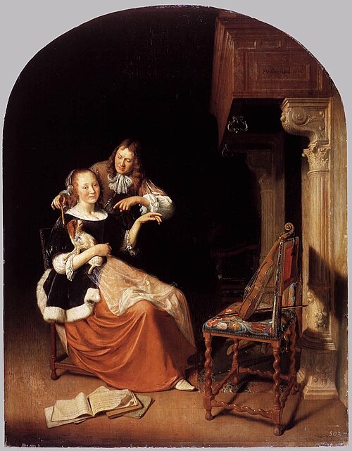 The Unmusical Dog, 1672, Pieter Cornelisz van Slingelan