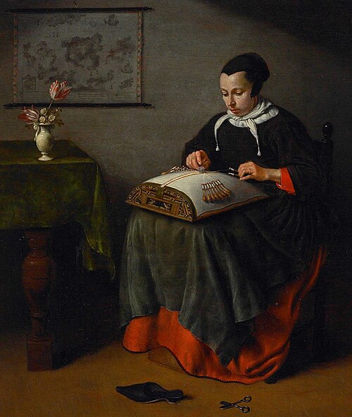 The Lacemaker, 1675, Pieter Cornelisz van Slingelan