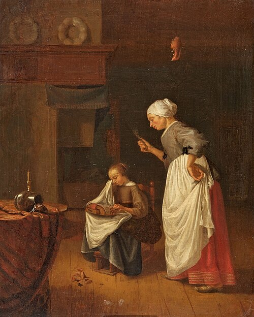 The Little Lace Maker, 1680, Pieter Cornelisz van Slingelan