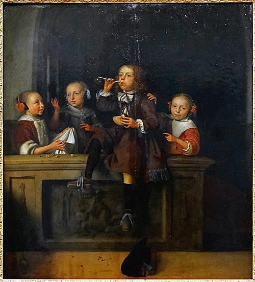 Les bulles de savon, 1700, Pieter Cornelisz van Slingelan