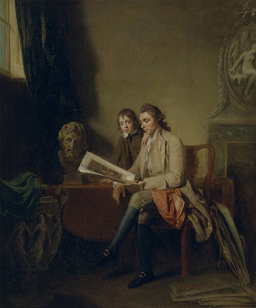 Portrait of a Man and a Boy Looking at Print, 1767, John Hamilton Mortimer