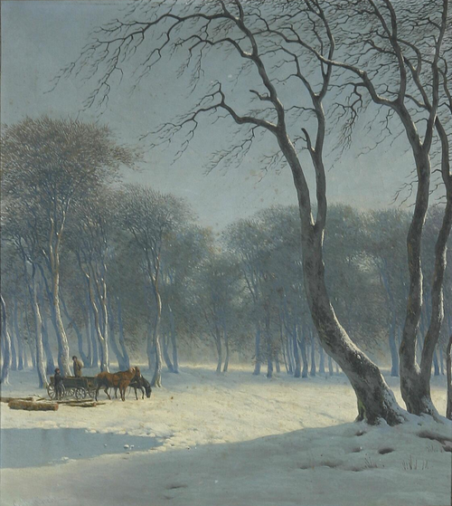 Collecting firewood in the forest., 1877, Carl Frederick Bartsch