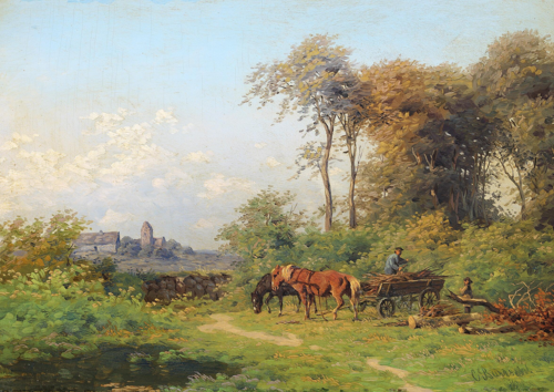 People gathering firewood near Lyngby., 1877, Carl Frederick Bartsch