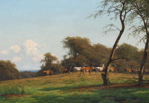Red deer in a landscape., 1877, Carl Frederick Bartsch