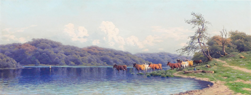 Cows at the watering spot., 1877, Carl Frederick Bartsch