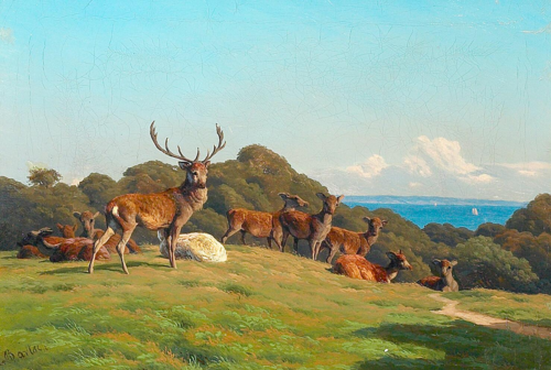 Summerday in Dyrehaven., 1877, Carl Frederick Bartsch