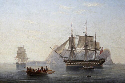 Seventy-Four off Gibraltar, 1819, James Wilson Carmichael