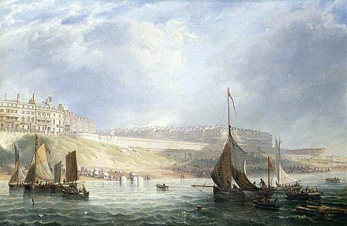 Kemp Town, Brighton, East Sussex, from the Sea, 1840, James Wilson Carmichael