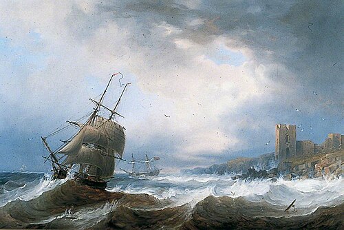 Ships Beating off a Lee Shore, 1845, James Wilson Carmichael