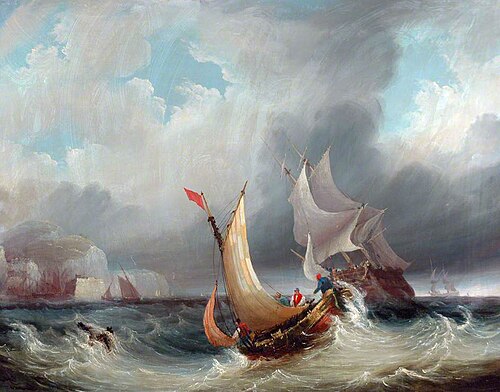 Shipping Offshore in a Stormy Sea, 1845, James Wilson Carmichael