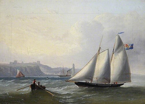 A Sailing Boat off Whitby, North Yorkshire, 1846, James Wilson Carmichael