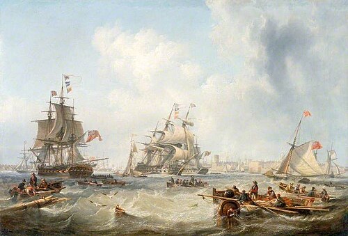Men-of-War off Portsmouth Harbour, 1848, James Wilson Carmichael