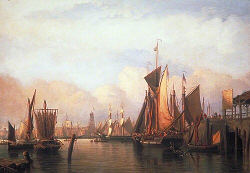 Billingsgate Wharf, London, 1852, James Wilson Carmichael