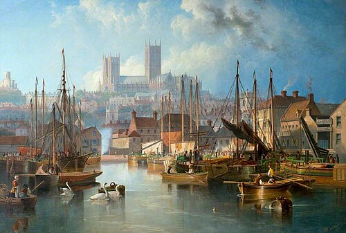The Brayford Pool and Lincoln Cathedral, 1858, James Wilson Carmichael