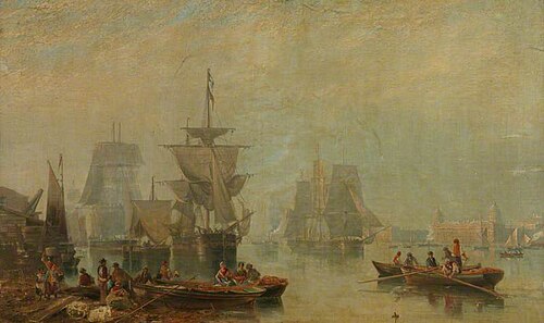 Shipping on the Thames, 1863, James Wilson Carmichael