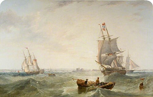 Shipping on the Solent, off Calshot Castle, 1865, James Wilson Carmichael