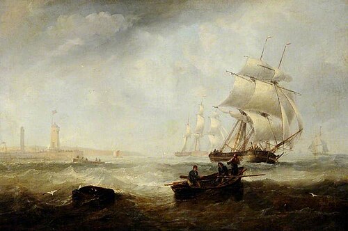 Shipping Off Sunderland Pierheads, 1850, James Wilson Carmichael