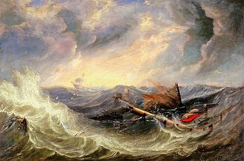 Seascape with Wreckage, , James Wilson Carmichael