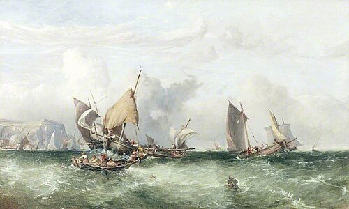 Fishing Boats off Scarborough, , James Wilson Carmichael