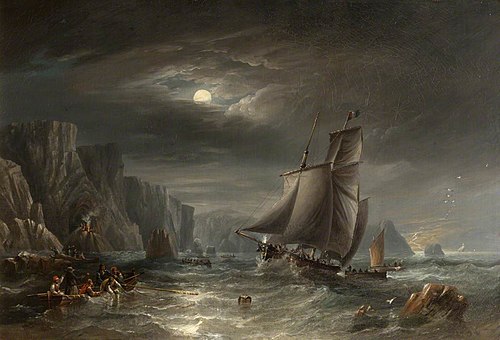 Moonlight Coastal Scene, 1840, James Wilson Carmichael