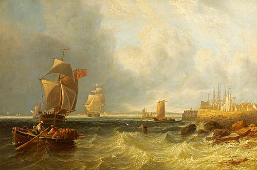 Shipping outside a Harbour, 1857, James Wilson Carmichael