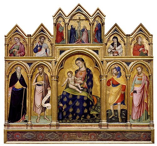 Madonna and Child, Crucifixion and Saints, 1380, Caterino Veneziano