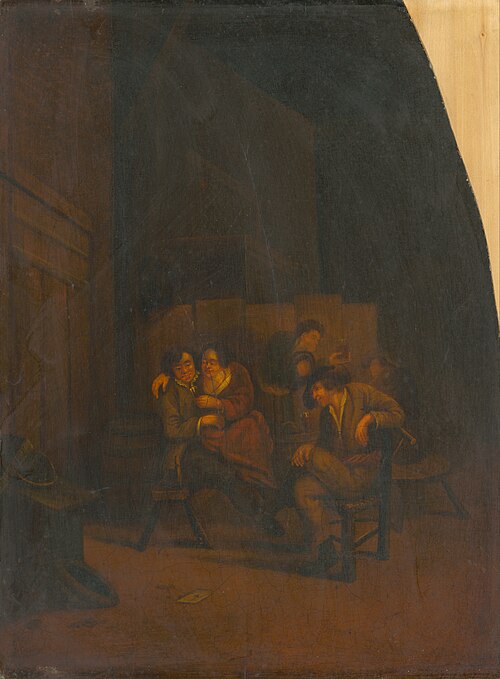 Drinking in a Cellar, 1801, Cornelis Bega