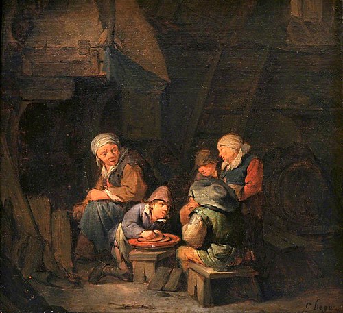 A Cottage Interior with Peasants, 1658, Cornelis Bega
