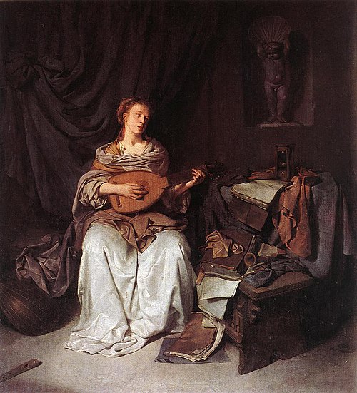 Woman Playing a Lute, 1664, Cornelis Bega