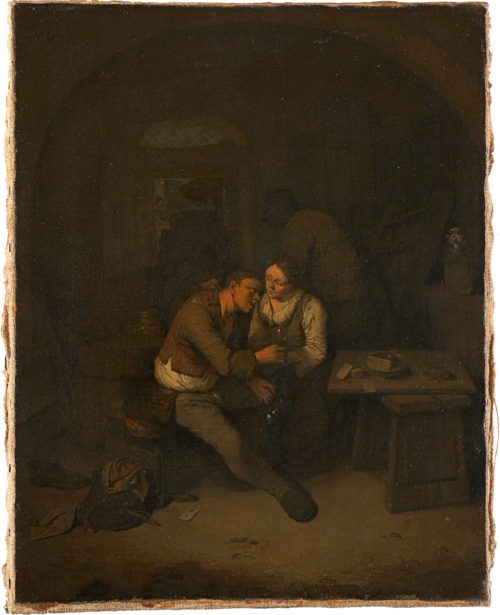 Peasant and Serving Maid in an Inn, 1663, Cornelis Bega