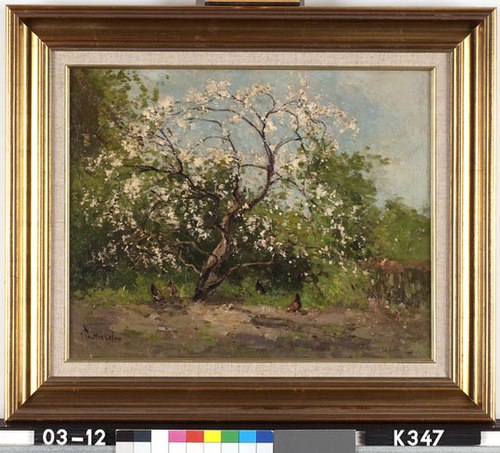 Oude appelboom met kippen, 1919, Louis Stutterheim