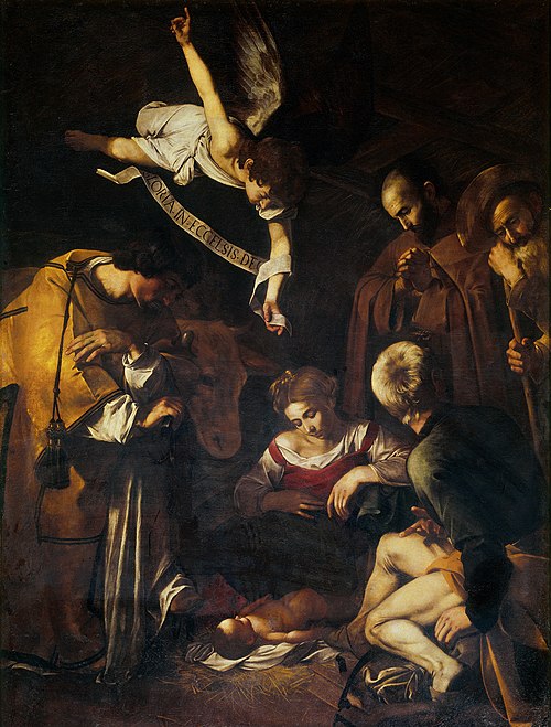La Nativité avec saint François et saint Laurent, 1600, Le Caravage