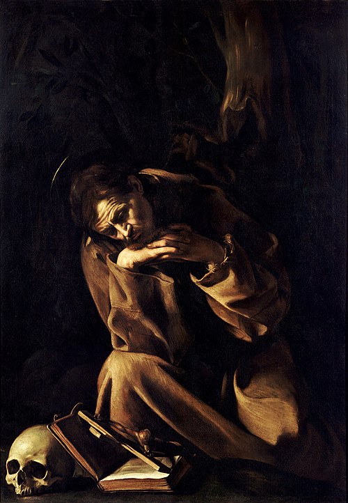 Saint François en méditation sur le crucifix, 1606, Le Caravage