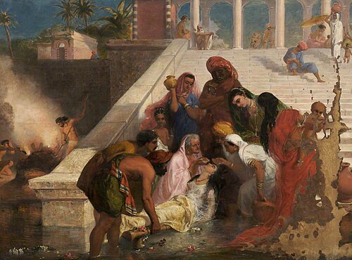 Scene at a Ghaut on the Banks of the Ganges, 1857, Marshall Claxton