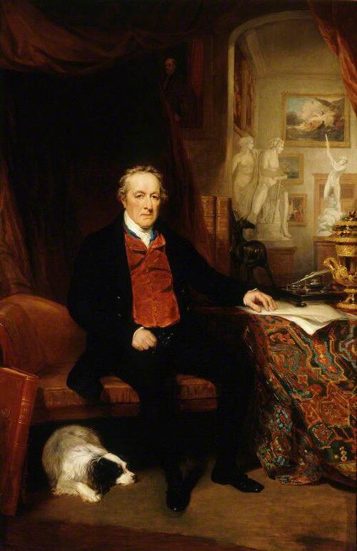 George O’Brien Wyndham, 3rd Earl of Egremont (1751-1837) in the North Gallery, Petworth, 1839, Thomas Phillips