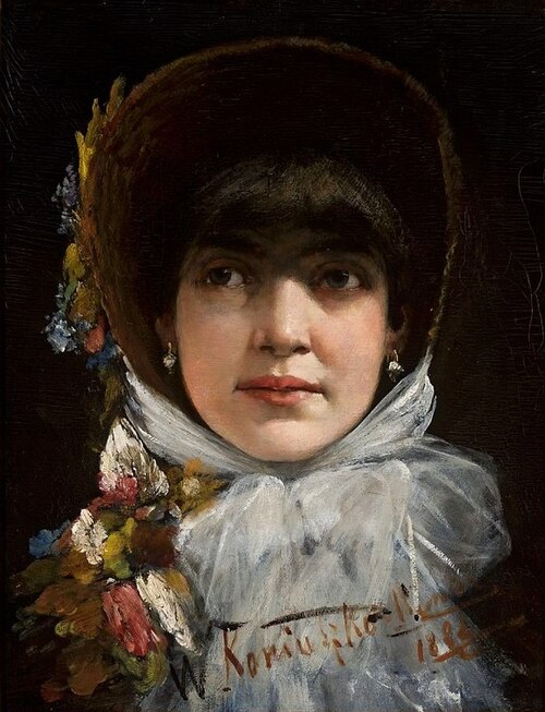 Une jeune femme avec une frange., 1882, Wacław Koniuszko