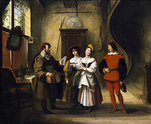 Autolycus selling his wares, 1830, John Cawse