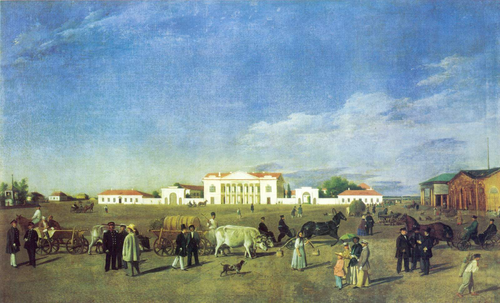 Poltava Main Square, 1850, Evgraf Fedorovič Krendovskij