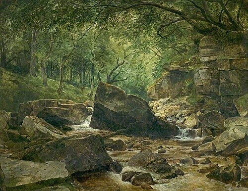 River Scene with Rocks, , Thomas Creswick